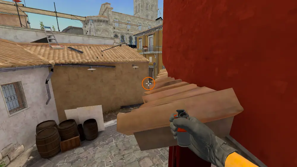Standing on the Inferno spot on Inferno, the aim mark on the point this flash is thrown at.