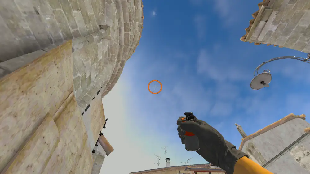 Standing on the Coffins spot on Inferno, the aim mark on the point this smoke is thrown at.