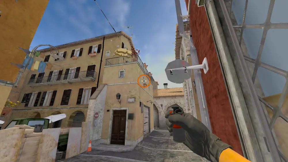 Standing on the Mid spot on Inferno, the aim mark on the point this smoke is thrown at.