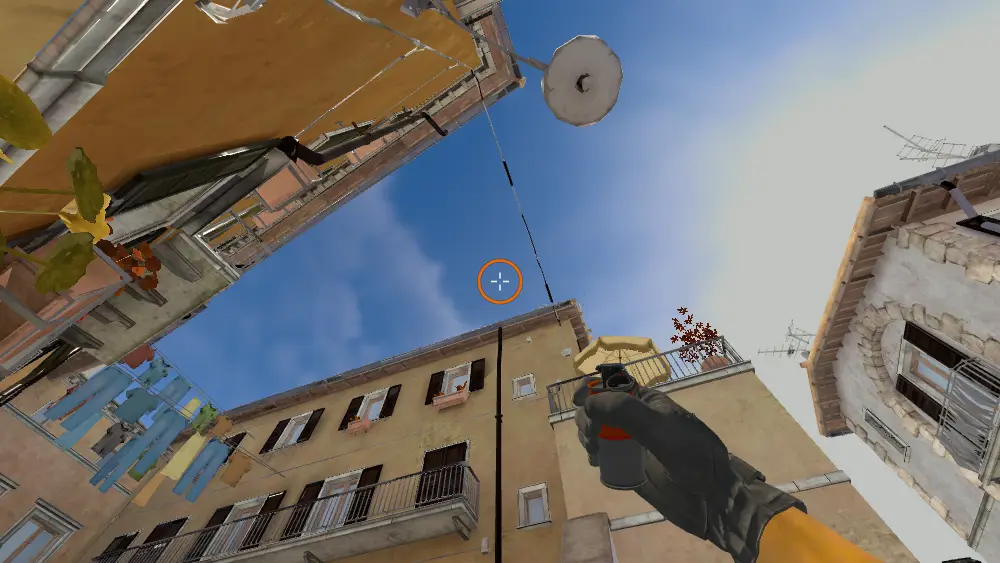 Standing on the Mid spot on Inferno, the aim mark on the point this smoke is thrown at.
