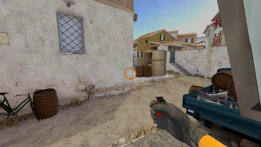 Standing on the Short spot on Inferno, the aim mark on the point this molotov is thrown at.