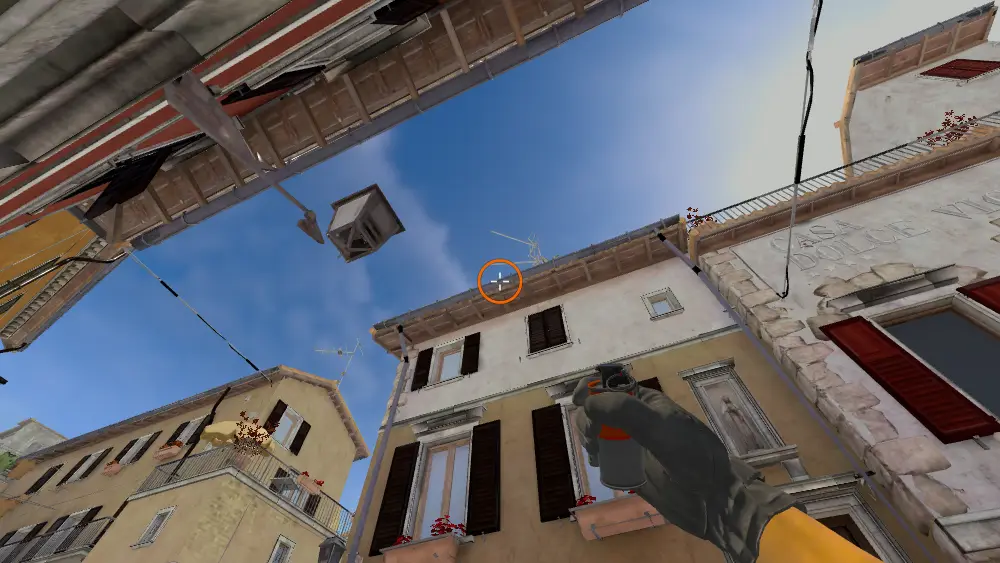 Standing on the Alt Mid spot on Inferno, the aim mark on the point this smoke is thrown at.