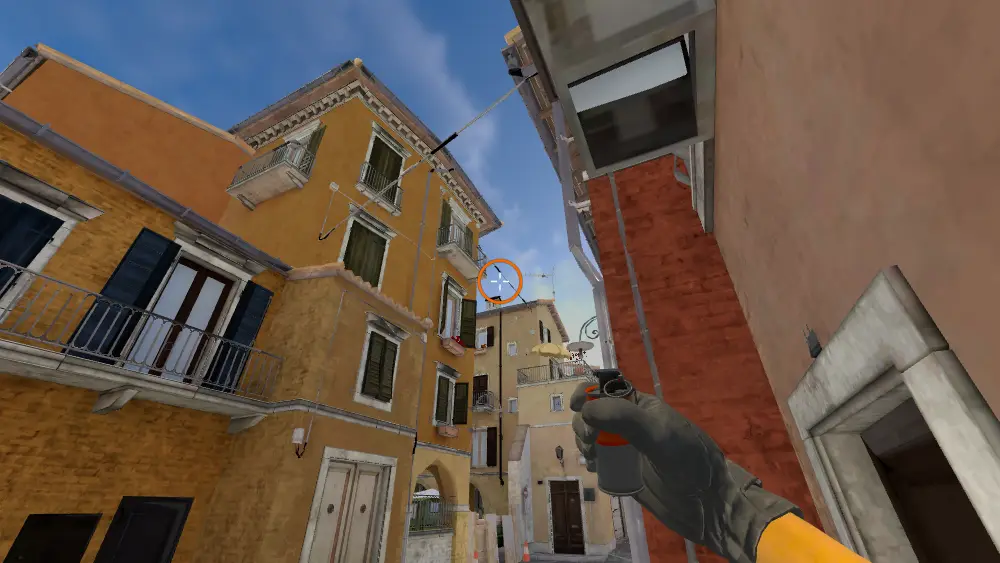 Standing on the Mid spot on Inferno, the aim mark on the point this smoke is thrown at.