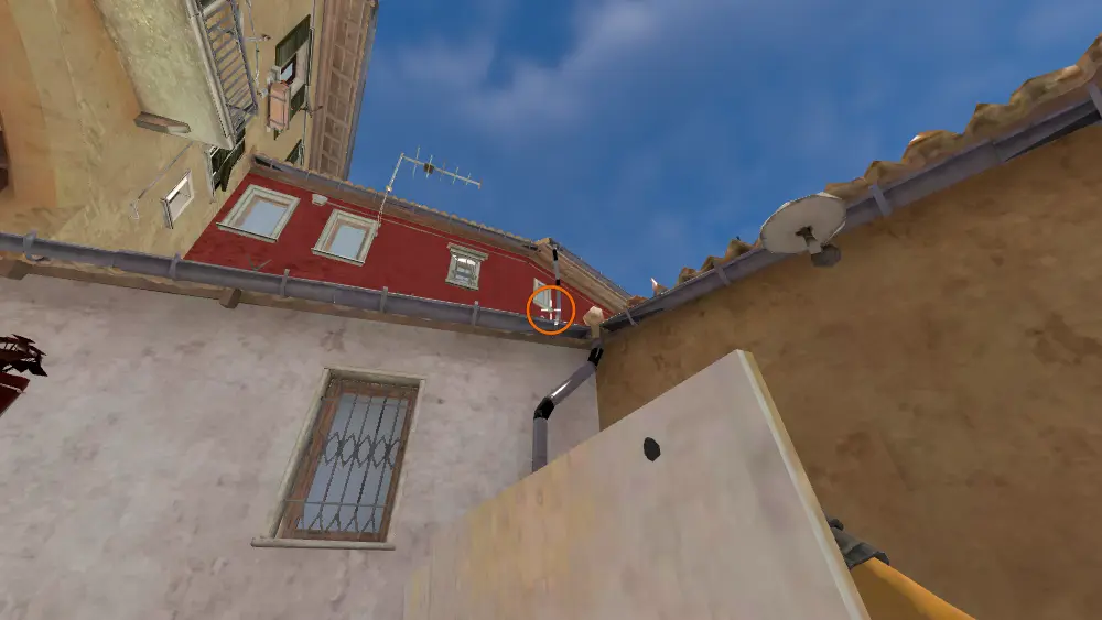 Standing on the Car spot on Inferno, the aim mark on the point this molotov is thrown at.