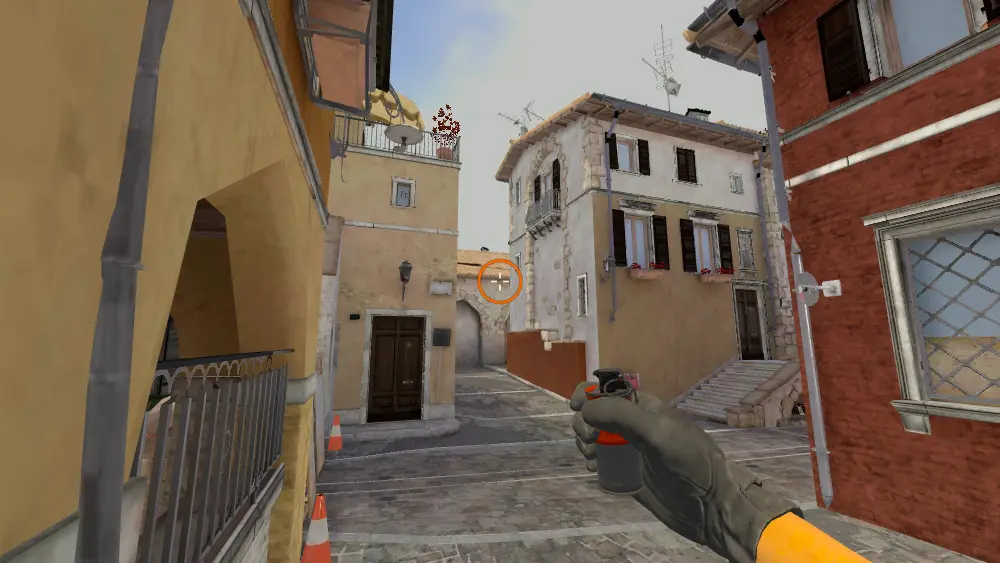 Standing on the Mid spot on Inferno, the aim mark on the point this smoke is thrown at.