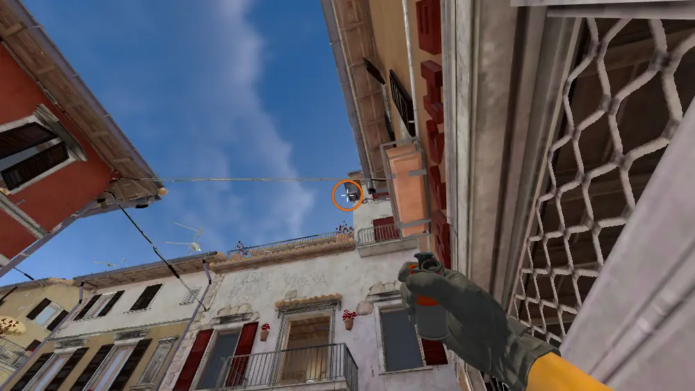 Standing on the Mid spot on Inferno, the aim mark on the point this smoke is thrown at.