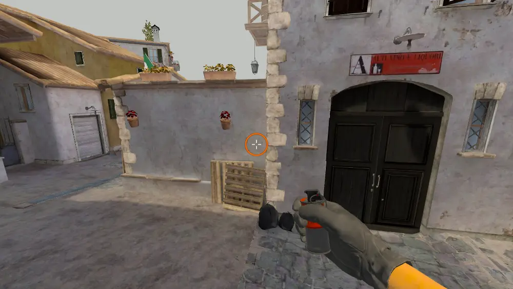 Standing on the A Lo spot on Inferno, the aim mark on the point this molotov is thrown at.