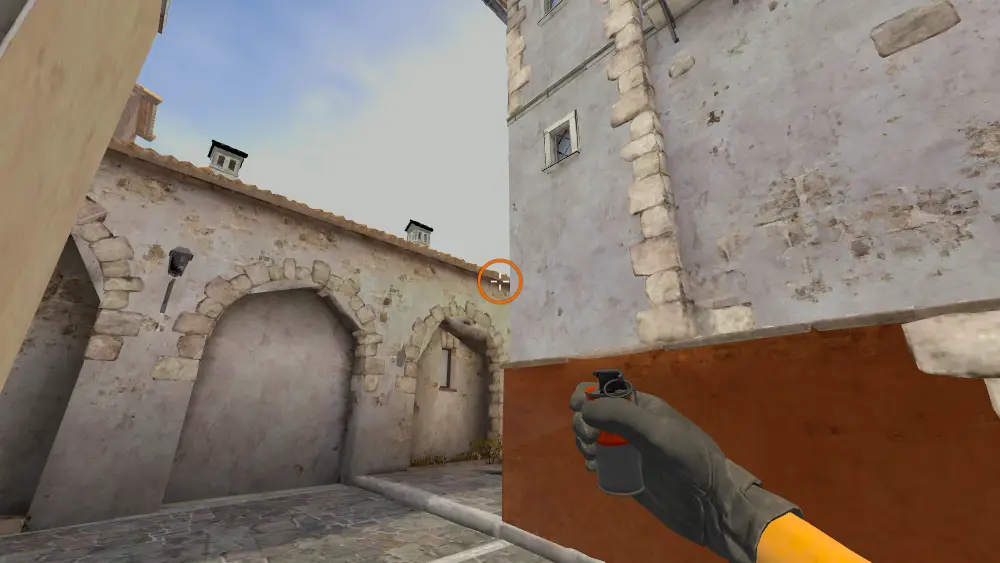 Standing on the Top Mid spot on Inferno, the aim mark on the point this molotov is thrown at.