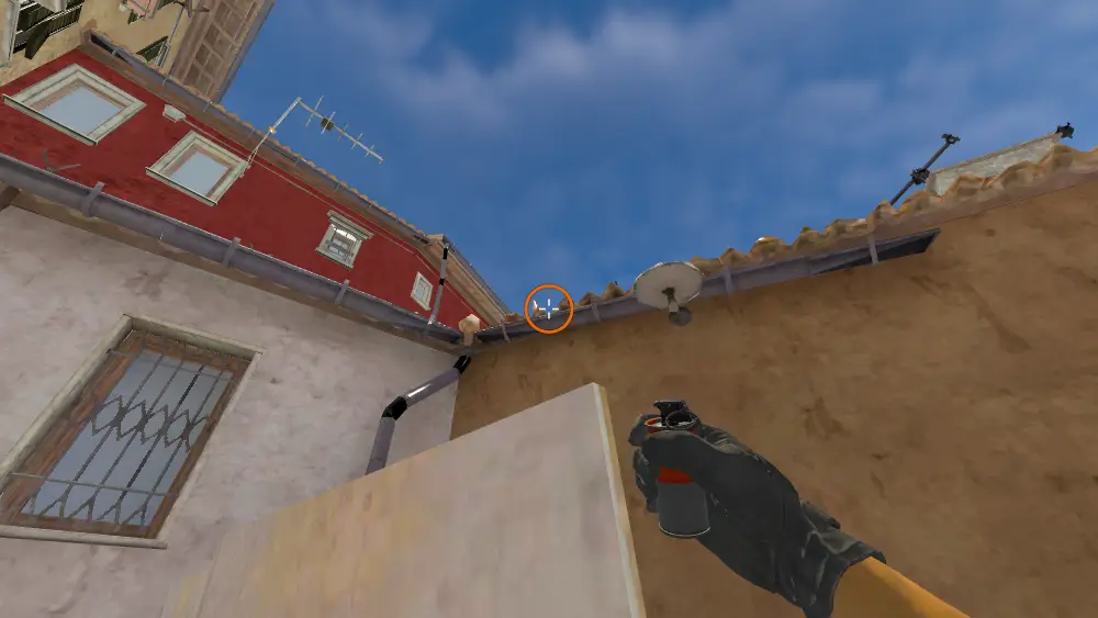 Standing on the Car spot on Inferno, the aim mark on the point this molotov is thrown at.