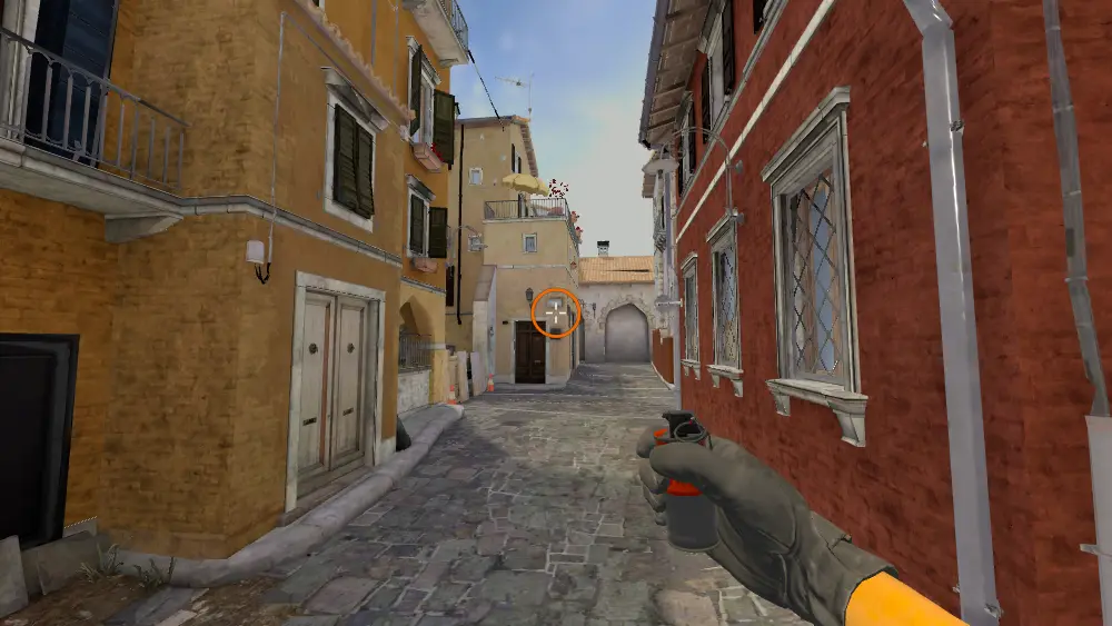 Standing on the Mid spot on Inferno, the aim mark on the point this flash is thrown at.