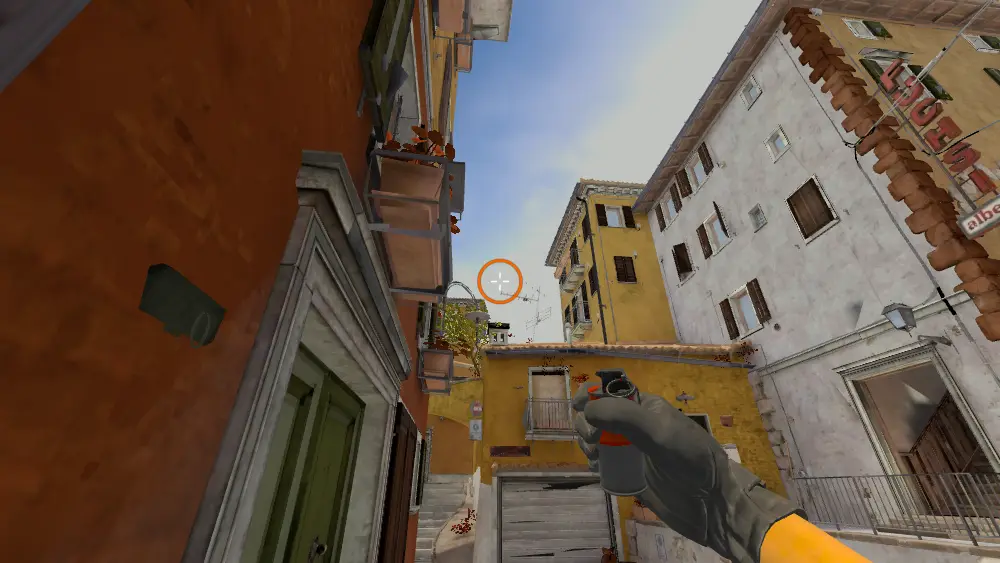 Standing on the Inferno spot on Inferno, the aim mark on the point this smoke is thrown at.