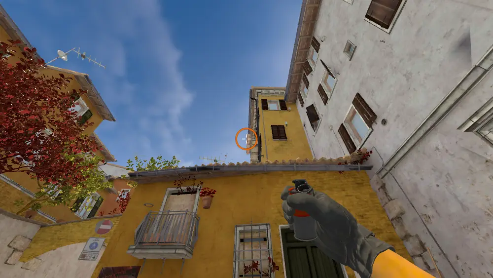 Standing on the Inferno spot on Inferno, the aim mark on the point this smoke is thrown at.