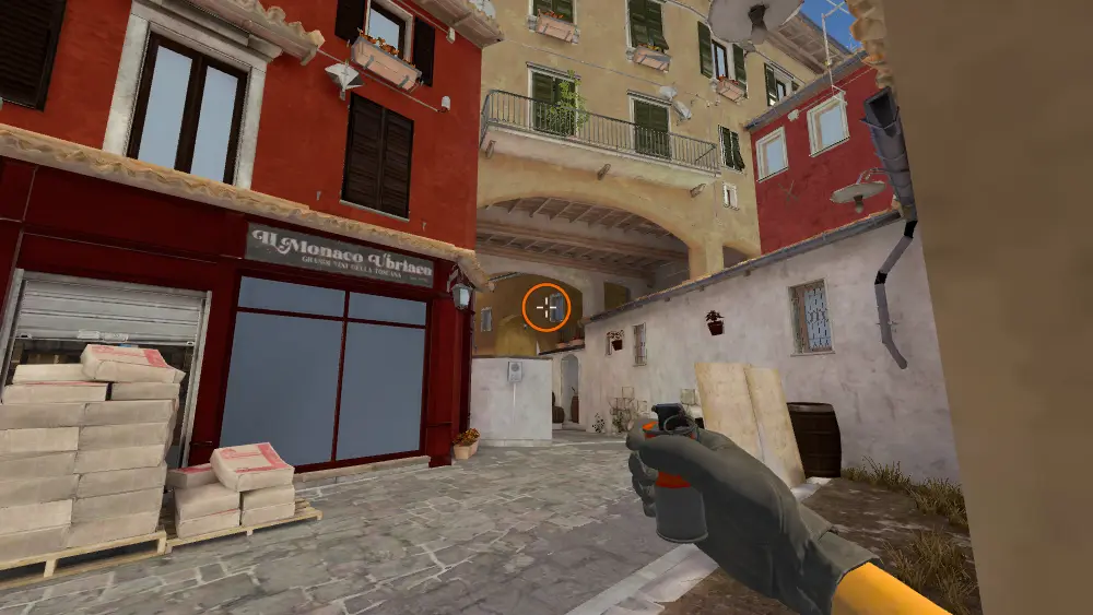 Standing on the Bnana spot on Inferno, the aim mark on the point this flash is thrown at.