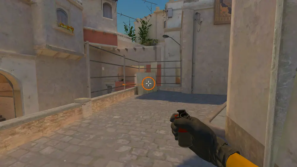 Standing on the Catwalk spot on Mirage, the aim mark on the point this flash is thrown at.