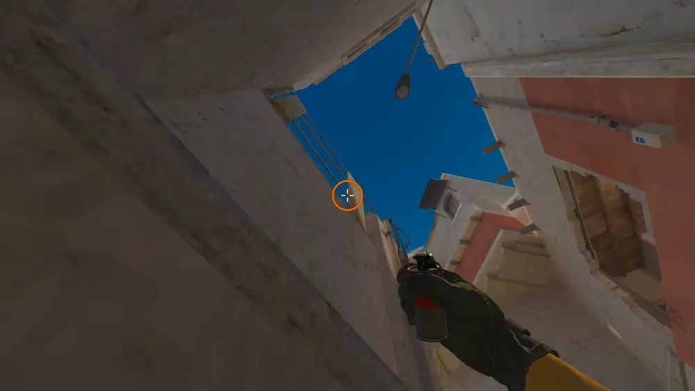 Standing on the Underpass spot on Mirage, the aim mark on the point this smoke is thrown at.