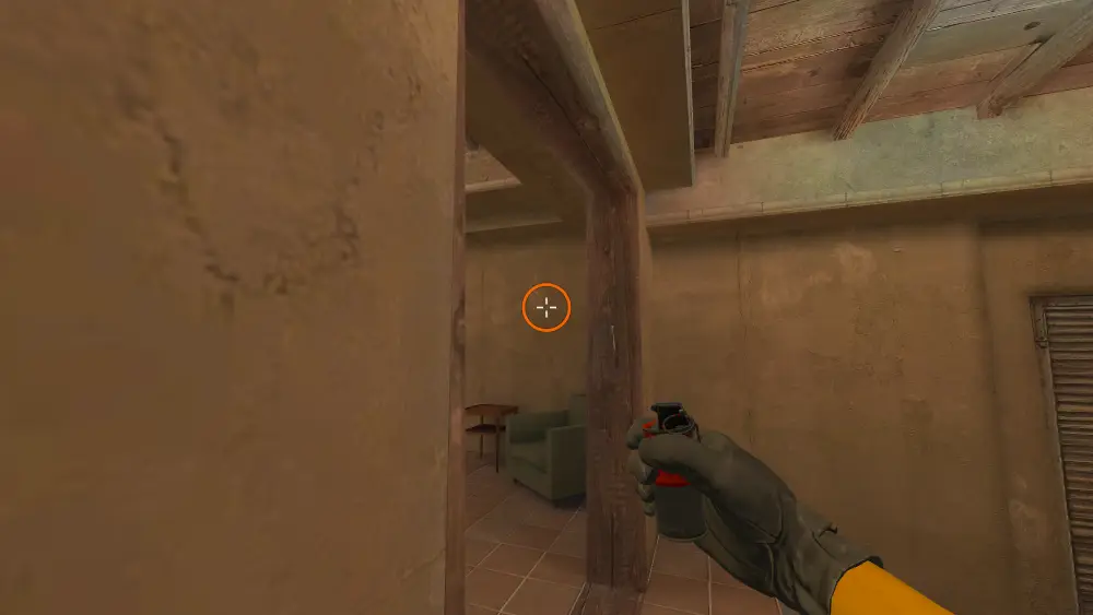 Standing on the Apts spot on Mirage, the aim mark on the point this flash is thrown at.