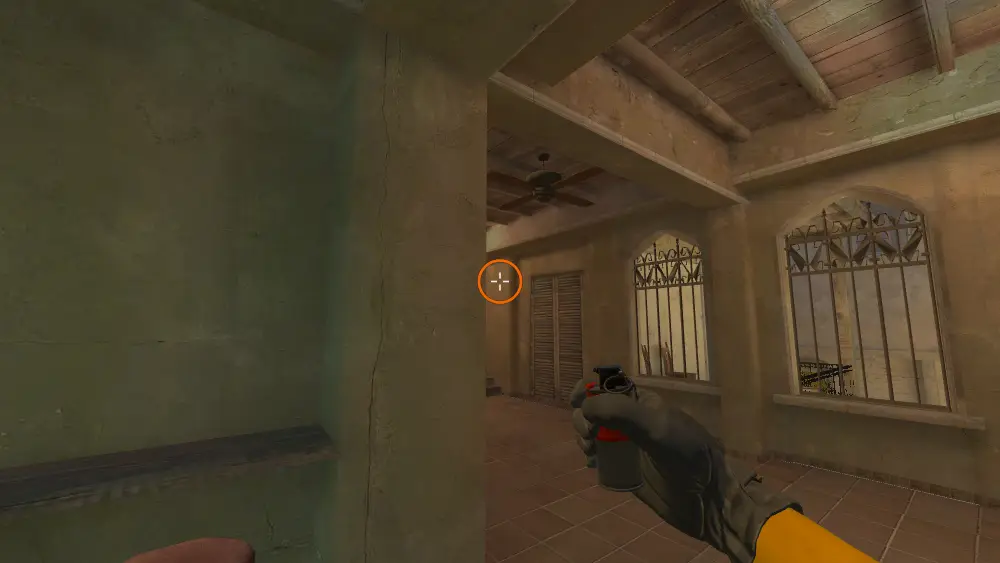 Standing on the Back Apts spot on Mirage, the aim mark on the point this flash is thrown at.