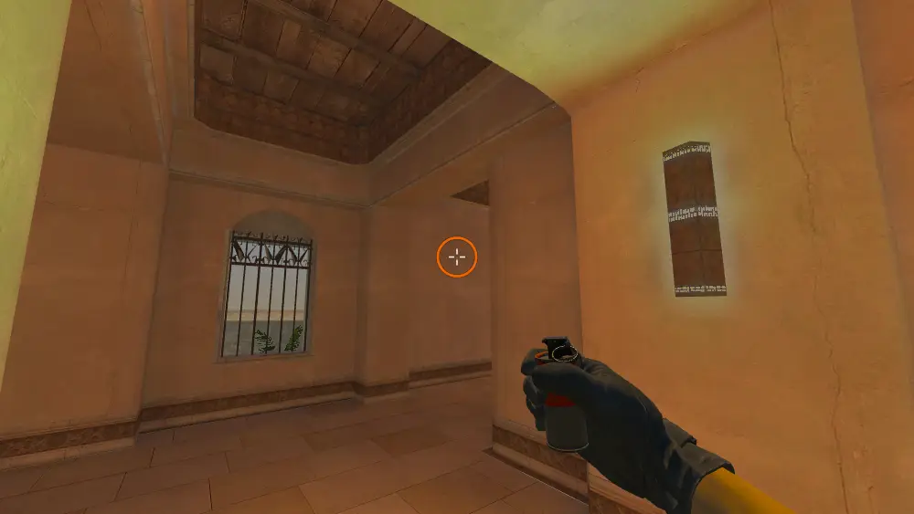 Standing on the Palace spot on Mirage, the aim mark on the point this flash is thrown at.