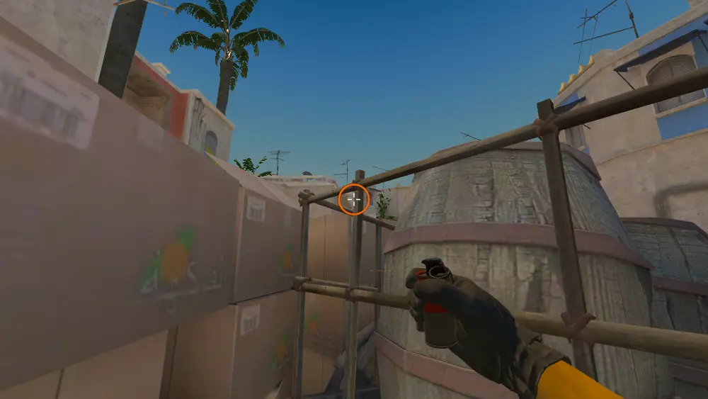Standing on the Top Mid Boxes spot on Mirage, the aim mark on the point this flash is thrown at.