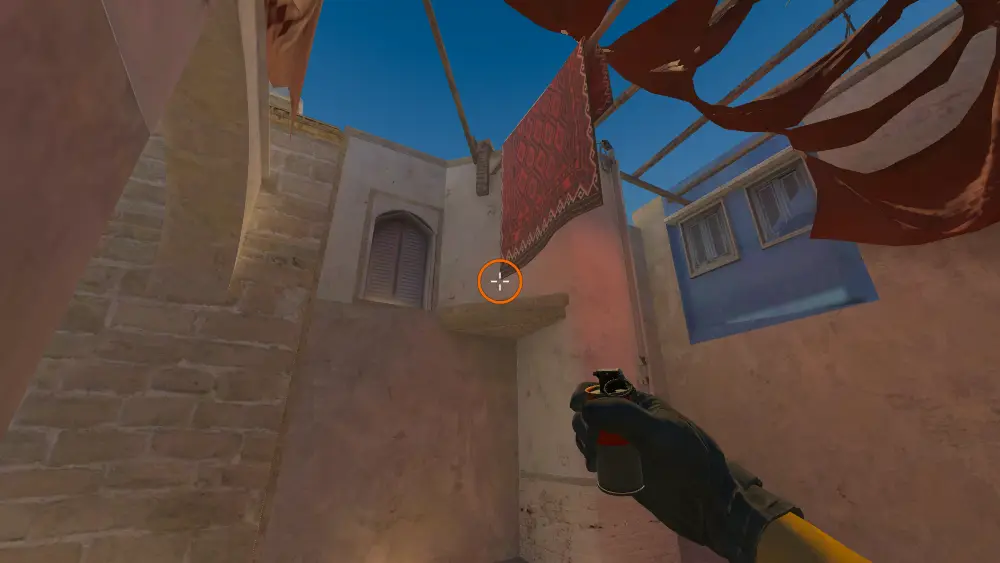 Standing on the Jungle spot on Mirage, the aim mark on the point this flash is thrown at.