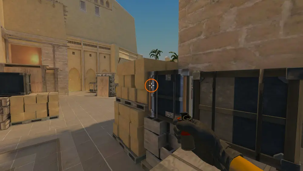Standing on the Tetris spot on Mirage, the aim mark on the point this molotov is thrown at.