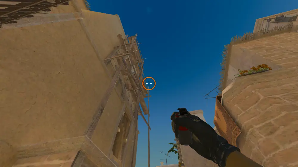 Standing on the Mirage spot on Mirage, the aim mark on the point this smoke is thrown at.