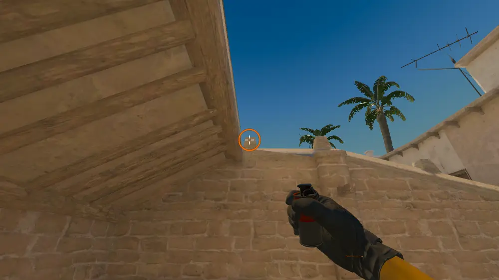 Standing on the Troof spot on Mirage, the aim mark on the point this smoke is thrown at.