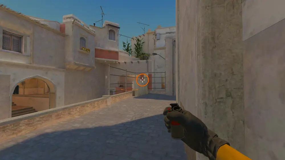 Standing on the Catwalk spot on Mirage, the aim mark on the point this flash is thrown at.