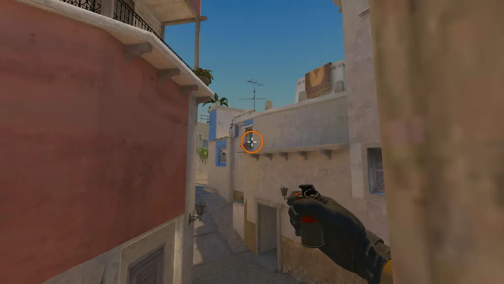 Standing on the Cart spot on Mirage, the aim mark on the point this flash is thrown at.