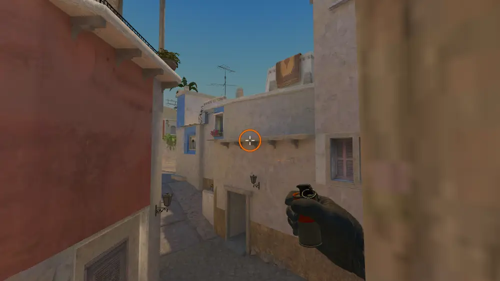 Standing on the Outside T Apts spot on Mirage, the aim mark on the point this flash is thrown at.