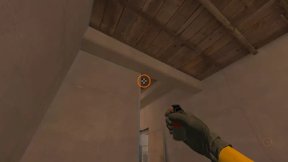 Standing on the Jungle spot on Mirage, the aim mark on the point this flash is thrown at.