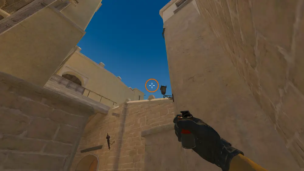 Standing on the T Ramp spot on Mirage, the aim mark on the point this flash is thrown at.