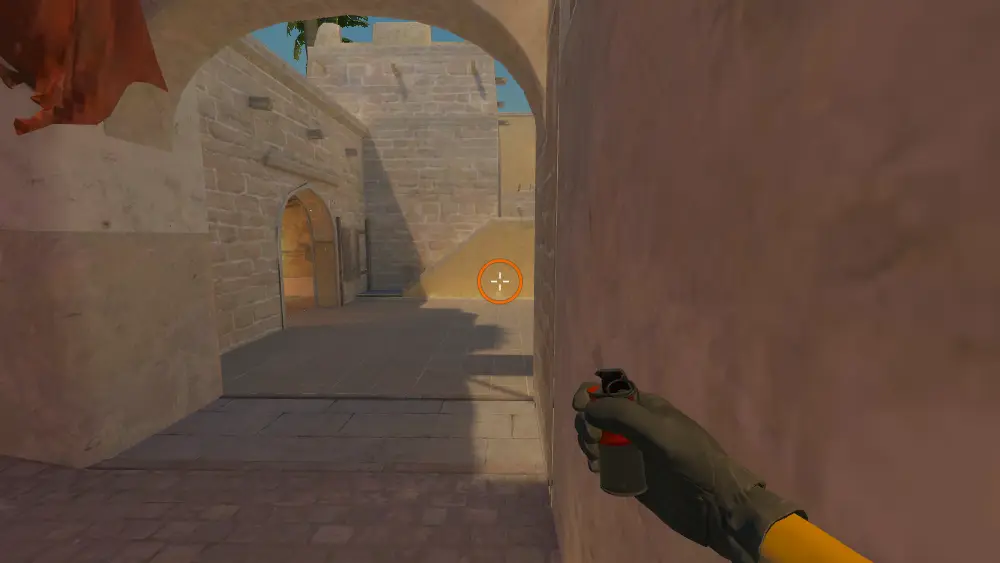 Standing on the Jungle spot on Mirage, the aim mark on the point this smoke is thrown at.