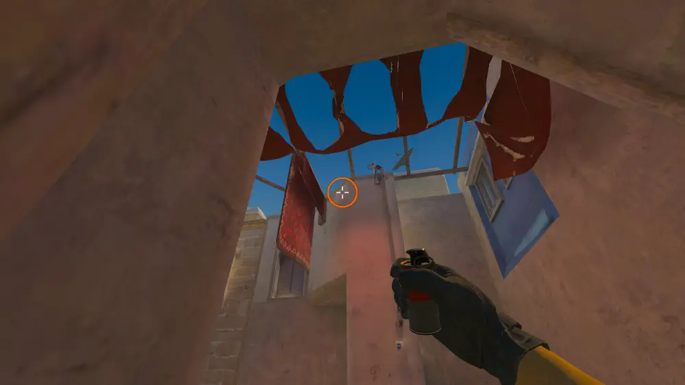 Standing on the Jungle spot on Mirage, the aim mark on the point this flash is thrown at.