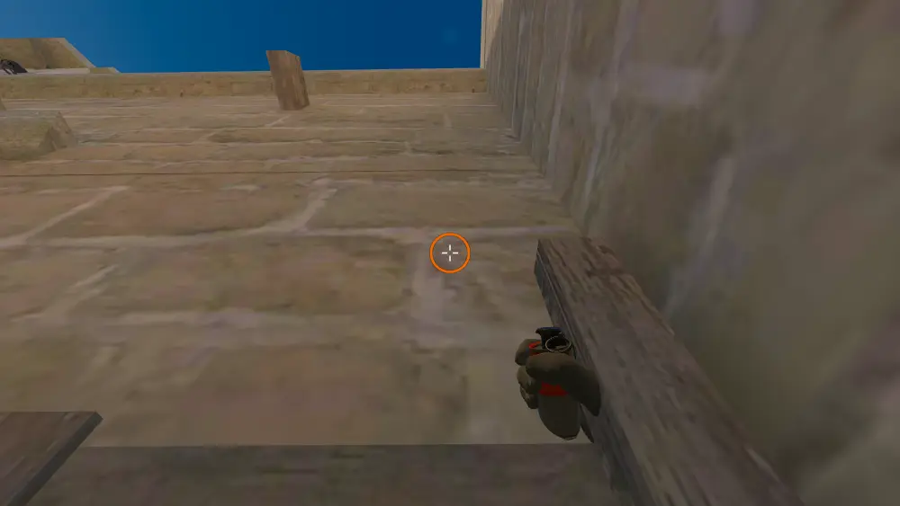 Standing on the Stairs spot on Mirage, the aim mark on the point this flash is thrown at.