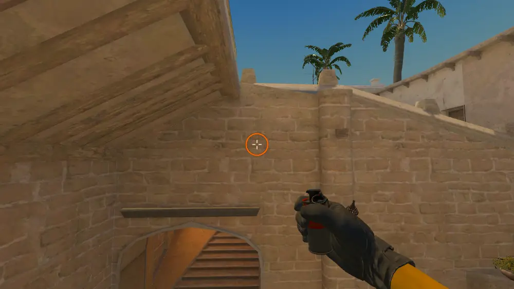 Standing on the Troof spot on Mirage, the aim mark on the point this smoke is thrown at.