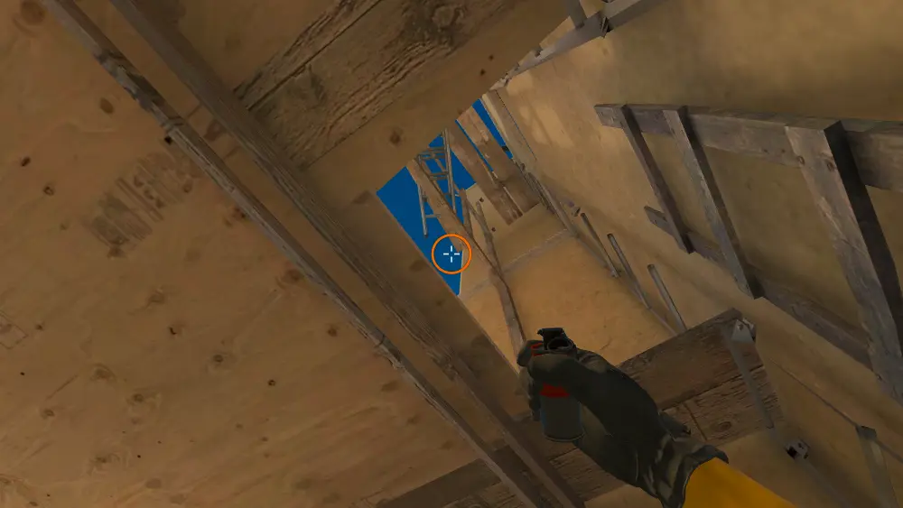 Standing on the Under Balcony spot on Mirage, the aim mark on the point this flash is thrown at.