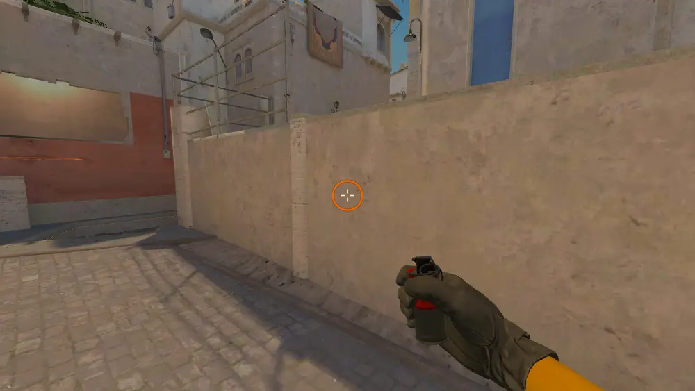 Standing on the Under Chair spot on Mirage, the aim mark on the point this molotov is thrown at.