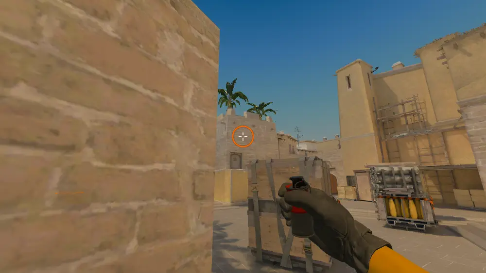Standing on the Triple spot on Mirage, the aim mark on the point this flash is thrown at.
