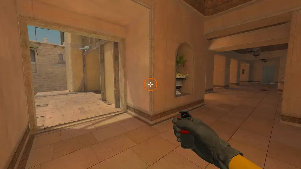 Standing on the Palace spot on Mirage, the aim mark on the point this flash is thrown at.