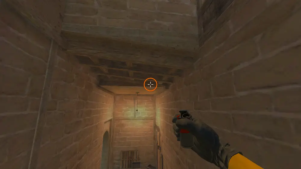 Standing on the Back Alley Stairs spot on Mirage, the aim mark on the point this flash is thrown at.