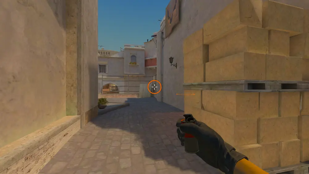 Standing on the Catwalk spot on Mirage, the aim mark on the point this molotov is thrown at.
