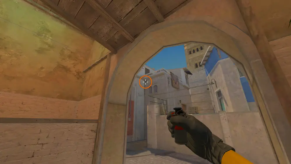 Standing on the Connector spot on Mirage, the aim mark on the point this flash is thrown at.