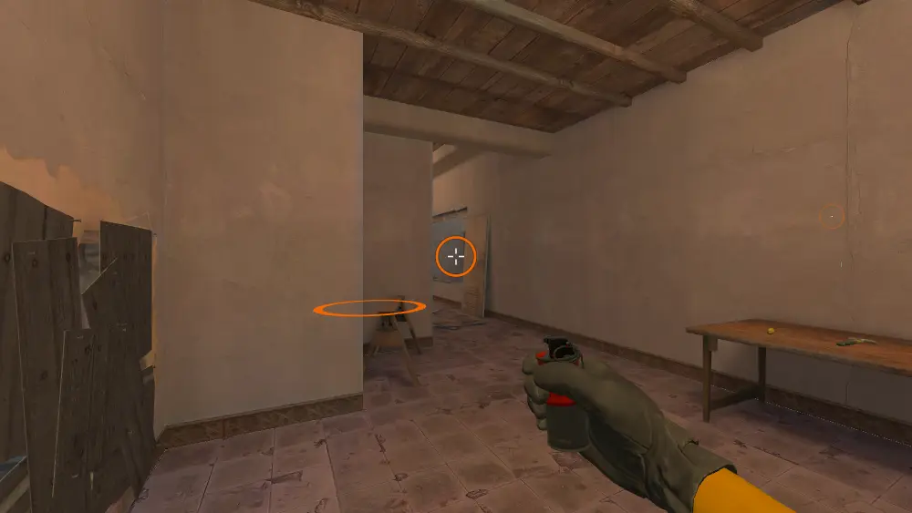 Standing on the Jungle spot on Mirage, the aim mark on the point this molotov is thrown at.