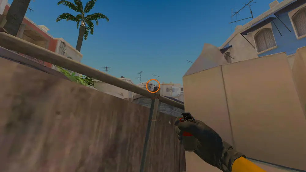 Standing on the Top Mid Boxes spot on Mirage, the aim mark on the point this flash is thrown at.