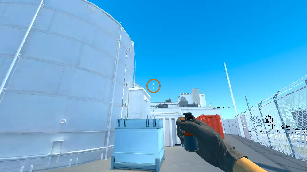 Standing on the Under Silo spot on Nuke, the aim mark on the point this smoke is thrown at.