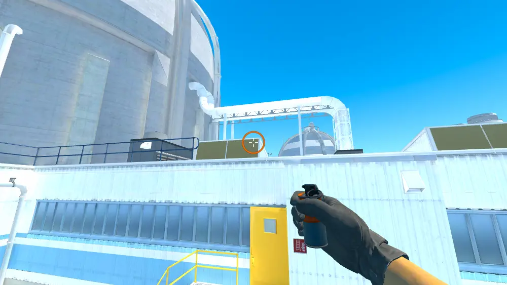 Standing on the Troof spot on Nuke, the aim mark on the point this molotov is thrown at.