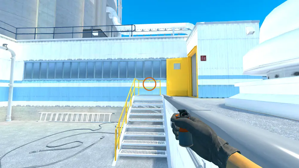 Standing on the T Roof spot on Nuke, the aim mark on the point this flash is thrown at.