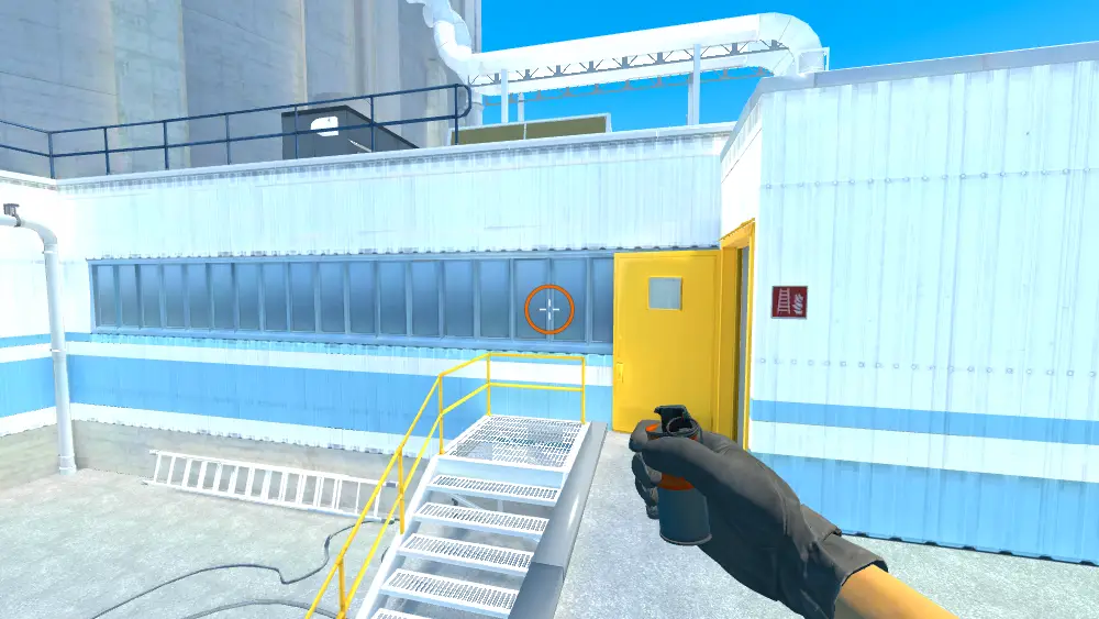Standing on the T Roof spot on Nuke, the aim mark on the point this flash is thrown at.