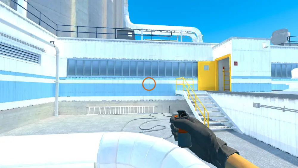 Standing on the T Roof spot on Nuke, the aim mark on the point this molotov is thrown at.